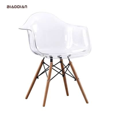 Factory price clear smoke gray red PC armrest plastic transparent chair