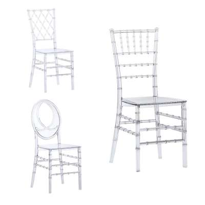 Wholesale hotel plastic cadeira tifani sillas tiffany tiffanychairs phoenix clear acrylic chair transparent for wedding