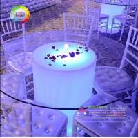 round glass top led illuminated Cylinder Cafe Table for sale